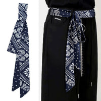 Japanese Retro Blue Casual Belt Scarf Waist Accessory for Couples