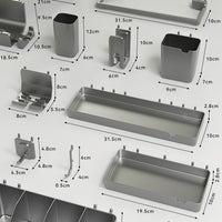 Gunmetal Gray Pegboard Wall Organizer for Home and Workshop, No-Drill Installation