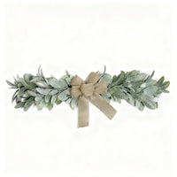 Spring Summer Floral Bunny Ear Leaf Wreath with Bowknot for Home Decor