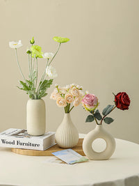 Ceramic Vase with Artificial Peony Bouquet for Table Decor