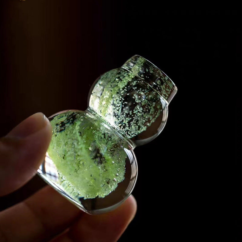 Crystal Glass Gourd Lid Holder for Teapots and Gaiwans, Fluorescent Tea Pet Ornament
