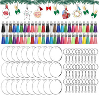 Acrylic Tassel Keychain Blanks Set for DIY Crafts - Clear Round, Star, Hexagon, Heart Shapes