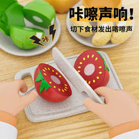 Newqida Kids Play Food Cutting Toy Set with Storage Bucket, Educational Pretend Play for Toddlers