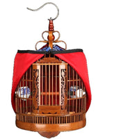 Large Bamboo Bird Cage for Mynah Thrush Birds, Hand-Carved