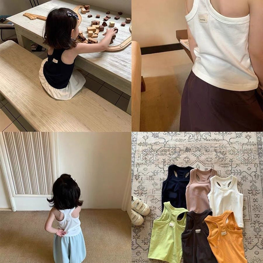 Kids' Solid Color Sleeveless Tank Top for Boys and Girls