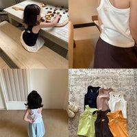 Kids' Solid Color Sleeveless Tank Top for Boys and Girls