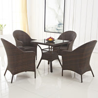 Outdoor Rattan Wicker Patio Furniture Set with Table and Chairs, Weather-Resistant for Garden, Balcony, Hotel, Restaurant