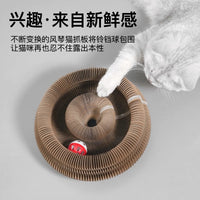 Accordion Cat Scratcher Toy with Bell, Corrugated Cardboard Cat Bed and Climbing Frame