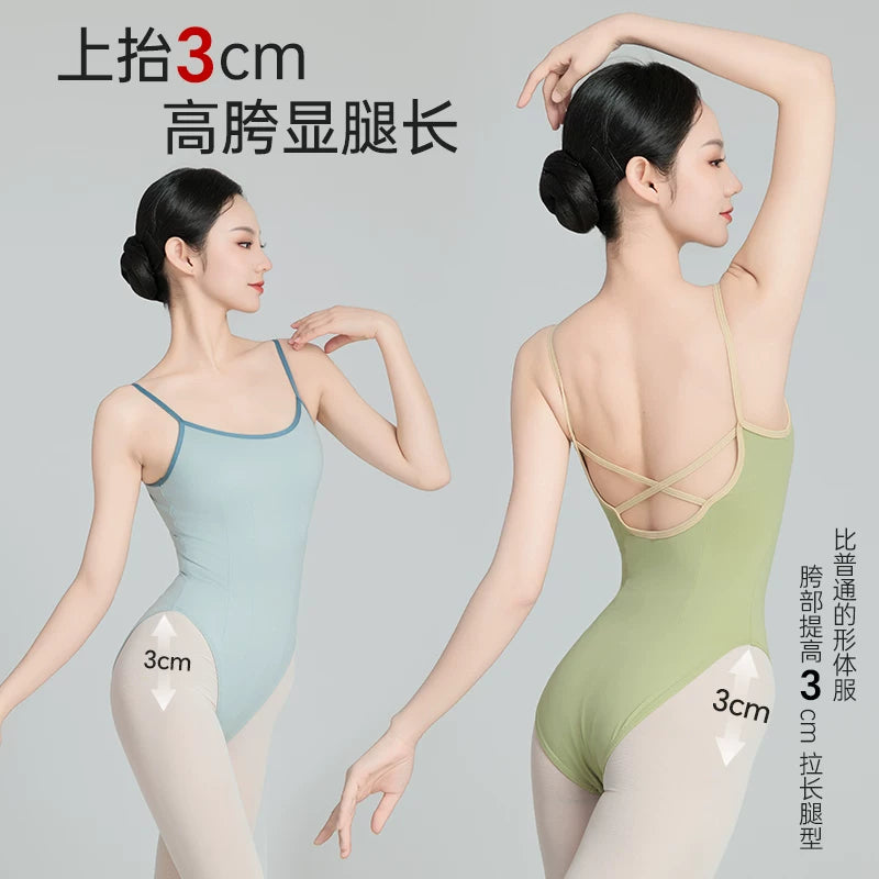 Adult Women's Camisole Ballet Leotard with Skirt for Dance Practice and Gymnastics