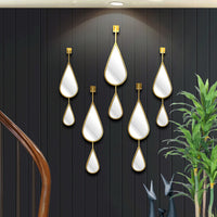 Luxury European Irregular Mirror Set for Wall Decor, Modern Living Room Creative Water Drop Design