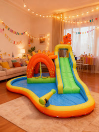 Inflatable Bouncy Castle with Water Slide for Kids, Outdoor Backyard Play Park
