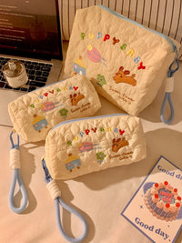 Cute Puppy Cosmetic Bag for Women, Large Capacity Portable Travel Organizer for Skincare, Toiletries, and Stationery