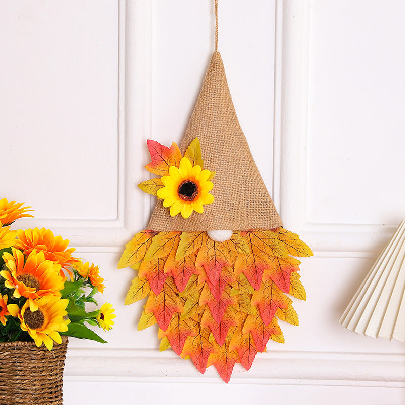 Harvest Festival Sunflower Maple Leaf Garland Wall Hanging for Thanksgiving Decor