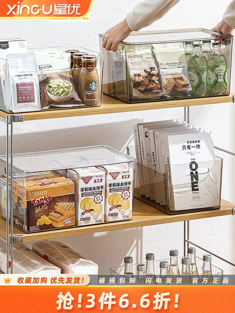 Clear Acrylic Stackable Storage Box with Lid for Desk, Snacks, Books, and Cosmetics