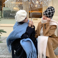 Women's Plaid Tassel Scarf Soft Warm Shawl