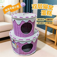 Double-Layer Cat House with Scratching Board - Semi-Enclosed Cat Villa for All Seasons