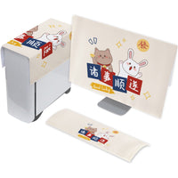 Waterproof Dustproof Monitor Cover Set with Cute Cartoon Digital Print for Computer Keyboard and Mainframe