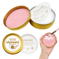 Vianomi Makeup Brush and Sponge Cleaning Soap with Scrubber Pad, 100g