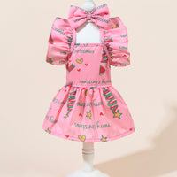 Pet Christmas Dress with Snowflake Pattern and Headwear for Dogs and Cats
