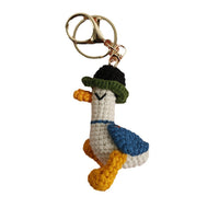 Hand-Knitted Duck Keychain Charm, Cute Crochet Animal Pendant for Bags and Keys