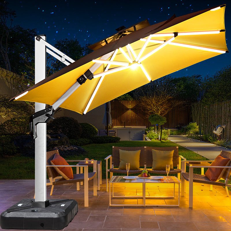 Outdoor Solar LED Patio Umbrella with Aluminum Pole for Garden Balcony