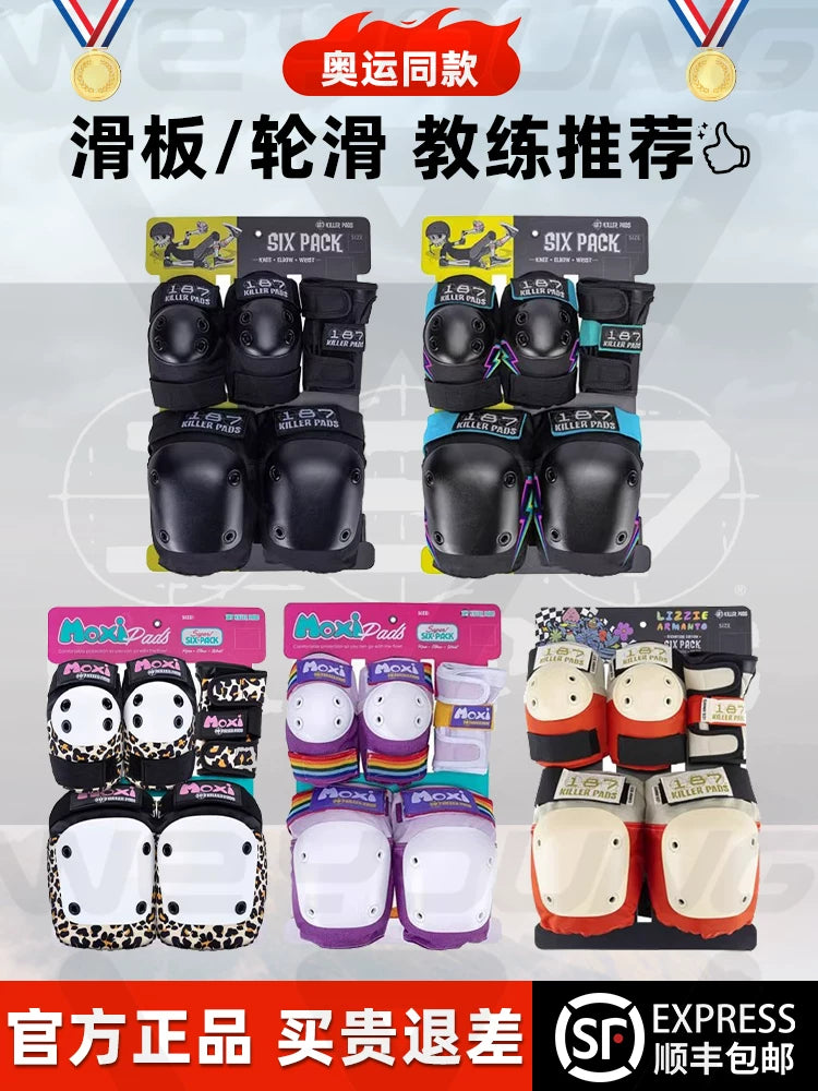 187 Killer Pads Skateboarding Roller Skating Protective Gear Set with Helmet for Kids and Adults