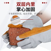 Welding Beast Cowhide Welding Gloves Reinforced Heat Resistant Soft Double Layer Work Safety Gloves