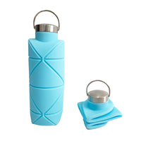 Collapsible Silicone Water Bottle with Handle for Travel and Sports, Portable and Leak-Proof
