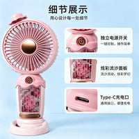 Cute Cartoon Handheld Mini Fan with Stand, USB Rechargeable Desktop Fan for Kids, Festival Gift Toy