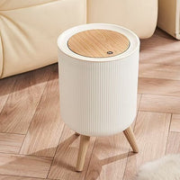 Tall Leg Wood Grain Smart Sensor Trash Can for Home and Office