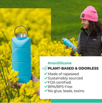 Collapsible Silicone Water Bottle with Handle for Travel and Sports, Portable and Leak-Proof