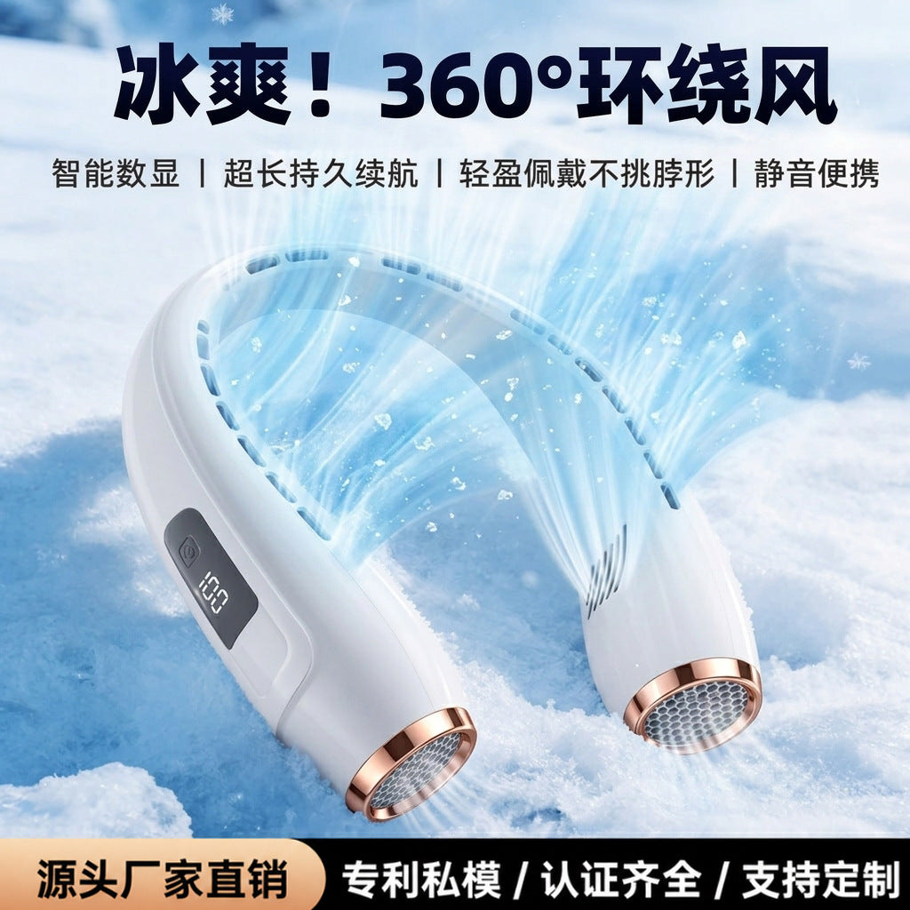 Portable USB Rechargeable Neck Fan, High-Speed Turbo Personal Cooling Fan
