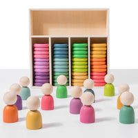 Kids Rainbow Stacking Ring Toss Game for Sensory Training and Indoor Play