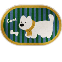 Cartoon Linen Weave Non-Slip Absorbent Bath Mat for Bathroom Entryway and Washstand