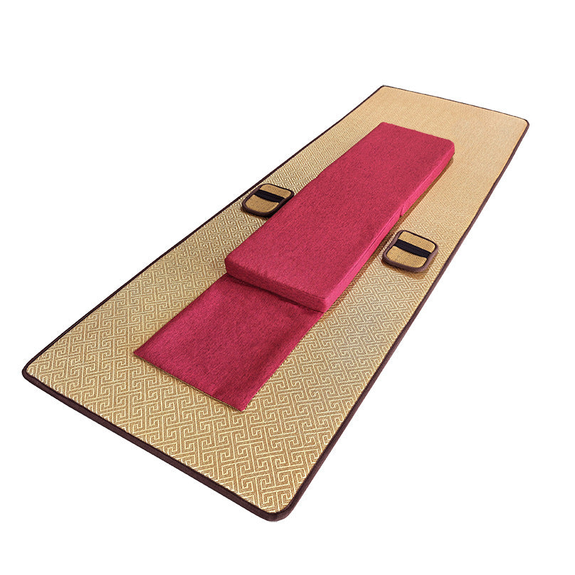 All-Season Smooth Thick Washable Foldable Knee Pad Set with Rattan Mat