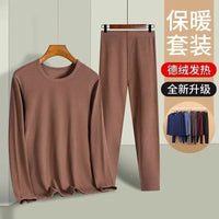 Men's Thermal Underwear Set, Fleece Lined, Crew Neck, Thin Warm Base Layer for Autumn/Winter