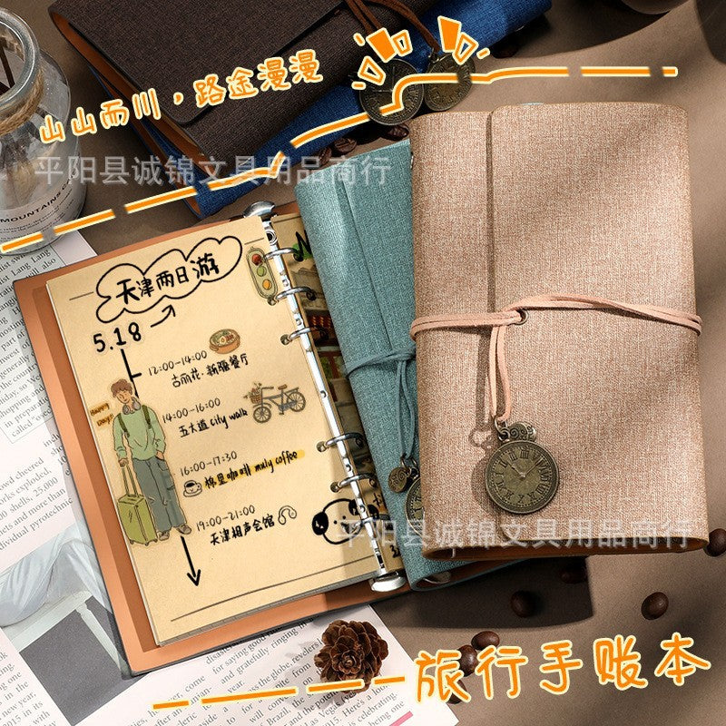 A6 Vintage PU Leather Journal with Strap Closure, Creative Diary Notebook Gift Set