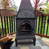 Outdoor Wood-Burning Fire Pit with Pizza Oven for Patio Garden Heating and BBQ