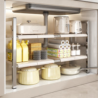 Expandable Stainless Steel Under-Sink Organizer Rack for Kitchen Storage