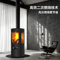 Large Flame Wood Burning Fireplace Stove for Home and Villa Heating, Three-Sided Viewing
