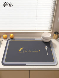 Diatomaceous Earth Kitchen Countertop Drying Mat for Dishes and Utensils