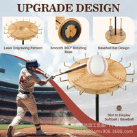 Wooden Rotating Necklace Holder Baseball Ring Display Stand Stackable Medal Rack