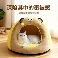 Warm Enclosed Cat Cave Bed for Winter, Pet Sleeping Nest for Small to Large Cats