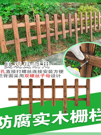 Outdoor Wooden Garden Fence Panel with Gate, Anti-Corrosion Solid Wood Picket Barrier for Yard & Patio
