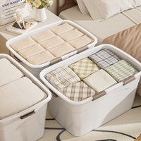 Thickened Rolling Storage Bins with Lids - Large Capacity Stackable Plastic Organizer for Toys & Clothes