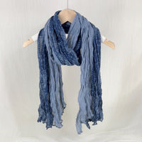 Bohemian Pleated Cotton Linen Scarf with Paisley Patchwork for Women