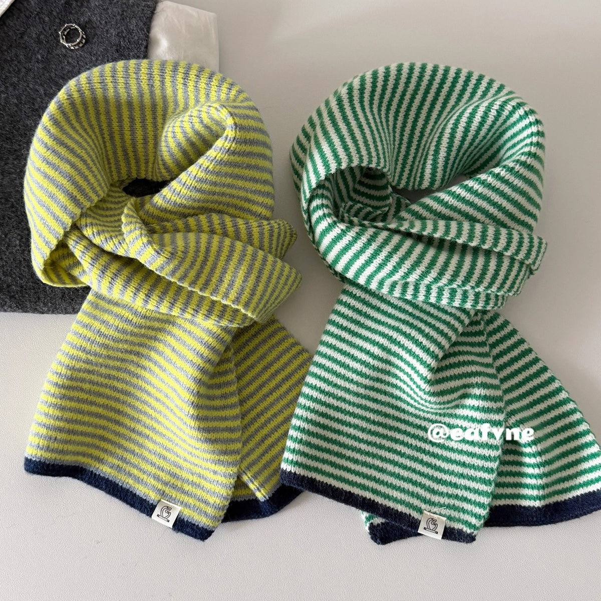 Striped Knitted Scarf for Women, Long Thick Warm Winter Fashion Scarf