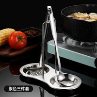 304 Stainless Steel Kitchen Countertop Pot Lid Holder with Drain Pan, Detachable Cutting Board Rack, Spoon Rest