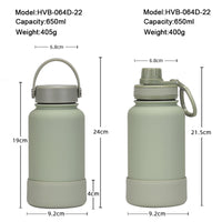 2026 New 650ml Stainless Steel Vacuum Insulated Water Bottle, Portable Outdoor Sports Flask with Wide Mouth