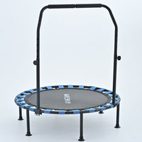 Indoor Fitness Trampoline with Handrail for Kids & Adults, Foldable Mini Rebounder for Home Exercise